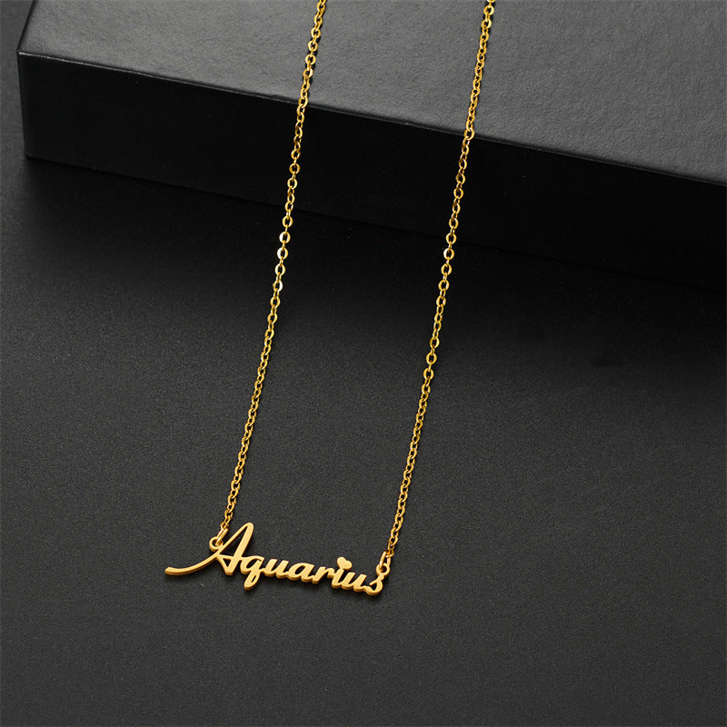 Wholesale Stainless steel twelve zodiac signs English jewelry